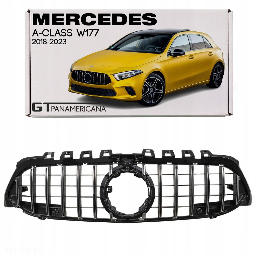 mercedes a-class w177 2018-2023 z kamerą grill gt panamericana srebrny - 1