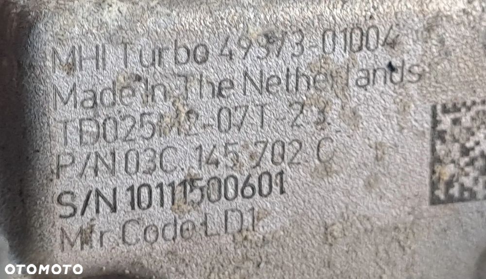 VW PASSAT B7 10r 1.4 TSI TURBOSPRĘŻARKA 03C145702C - 2