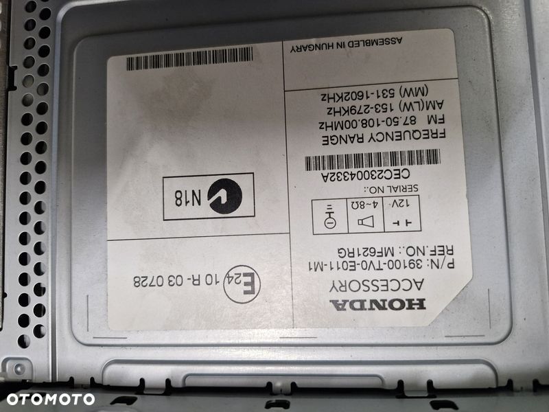 honda civic 9 ix radio cd 39100-tv0-e011-m1 - 10