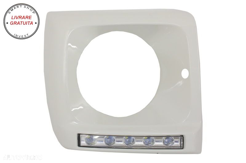 Carcasa faruri Alb cu Lumini de zi dedicate LED DRL Mercedes G-class W463 (1989-20- livrare gratuita - 3