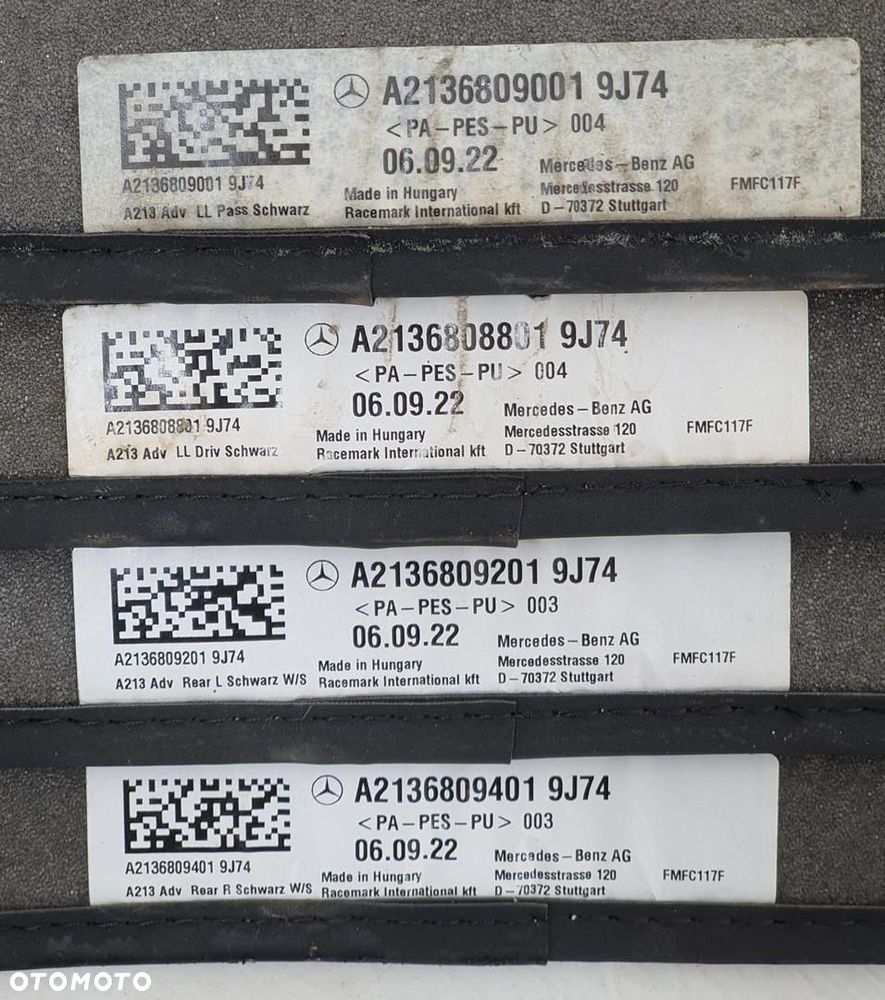 DYWANIKI CHODNICZKI WELUROWE MERCEDES W213 A2136808801 A2136809201 4SZT - 9