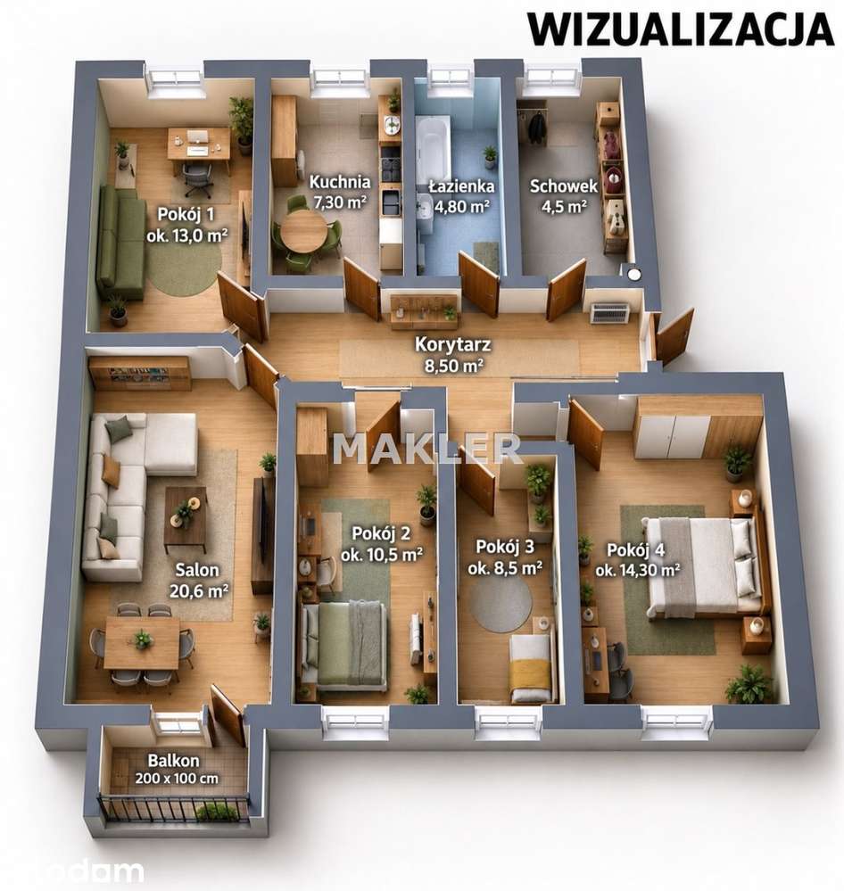 5 pokoi | Po remoncie | Centrum | 92 m²|