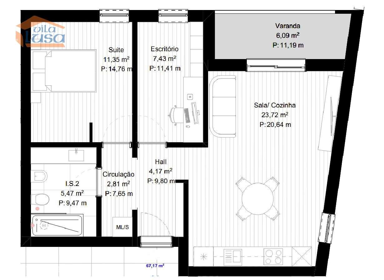 T1+1 Portimão Novo com varanda 2 lugares de garagem - Grande imagem: 4/24