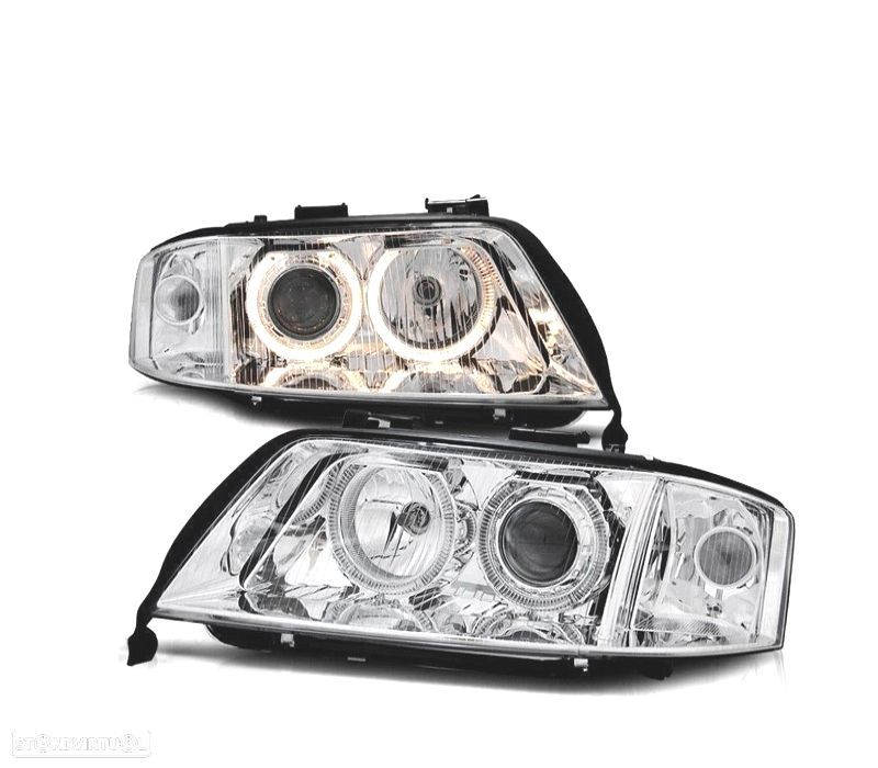 FARÓIS XENON AUDI A6 4B 01-04 FUNDO CROMADO - 1