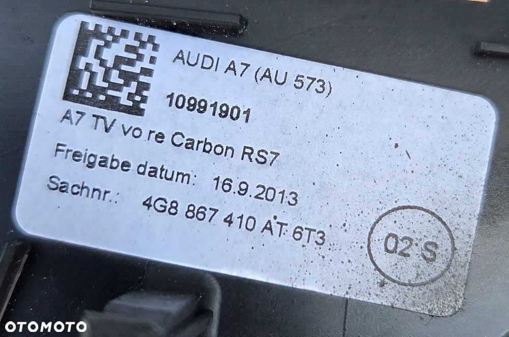 AUDI A7 S7 RS7 C7 4G LIFT LISTWA DEKOR DRZWI CARBON PRAWY PRZÓD 4G8867410AT - 4