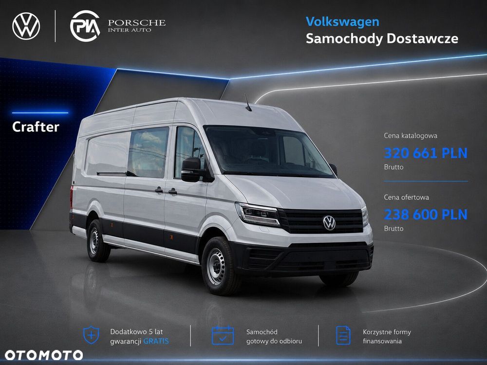 Volkswagen Crafter Crafter 35 Furgon z wysokim dachem silnik: 2,0 l EURO VI SCR 163 KM / skrzynia biegów: Przedni napęd automatyczna 8-biegowa rozstaw osi: 4490 mm L5 - 2
