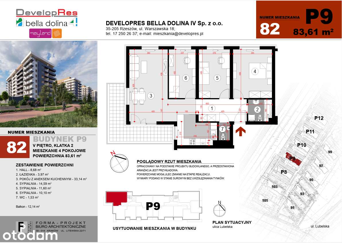 83,49 m², 5 piętro, 4 pokoje, duży balkon| P9-82