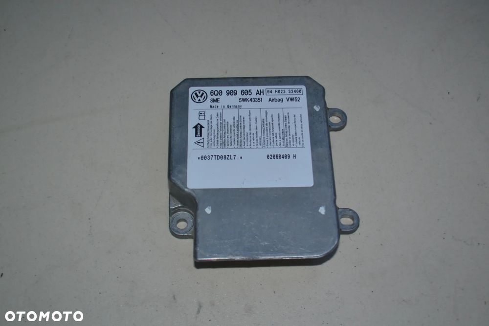 VW AUDI SEAT SKODA MODUŁ SENSOR STEROWNIK PODUSZEK POWIETRZNYCH AIRBAG 6Q0909605AH - 1
