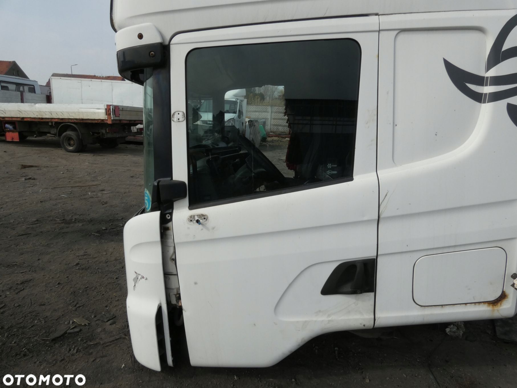 Drzwi Lewe Kompletne Białe Szyba Klamka Podnośnik Boczek Scania R 2004- - 1