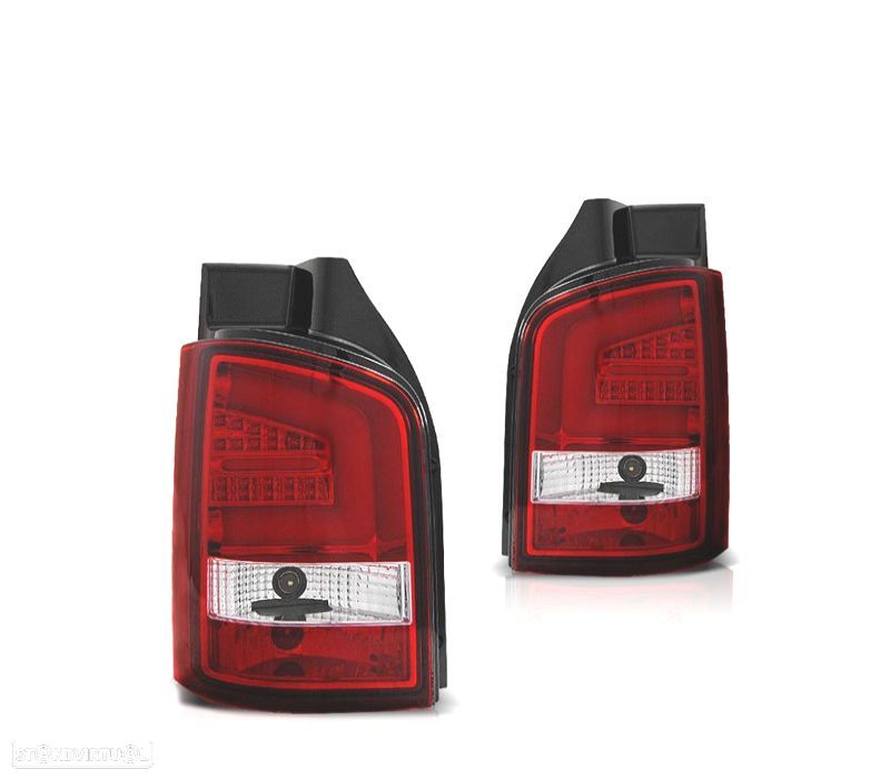 FAROLINS TRASEIROS PARA VOLKSWAGEN VW T5 10-15 1P LIGHT BAR VERMELHO CROMADO - 1