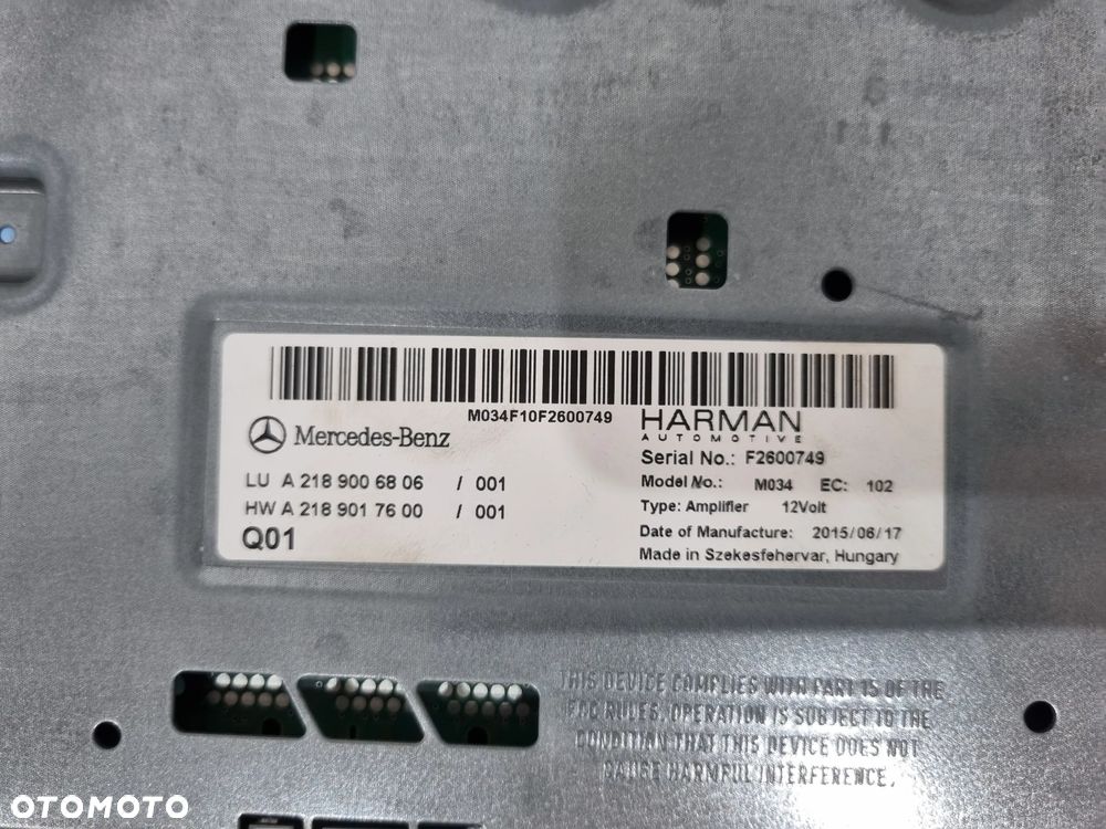 MERCEDES W207 W212 W166 W117 W218 WZMACNIACZ HARMAN A2189006806 - 4