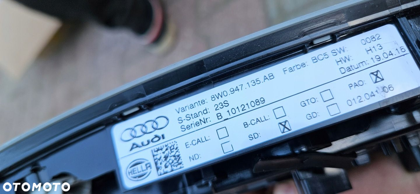 AUDI A4 B9 A5 F5 8W LAMPKA PANEL PODSUFITKI 8W0947135AB - 4