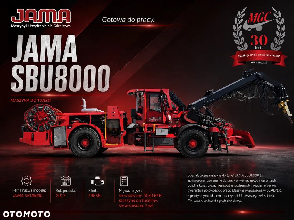 JAMA JAMA SBU8000 / MASZYNA DO TUNELÓW / SCALER / SKALOWNIK MECHANICZNY / 2 MASZYNY W OFERCIE / MŁOT EPIROC / 1 WŁ - 2