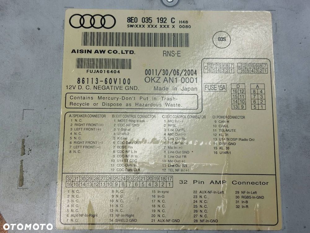 RADIO ODTWARZACZ NAVIGATION PLUS AUDI A4 B6 8E0035192C - 3