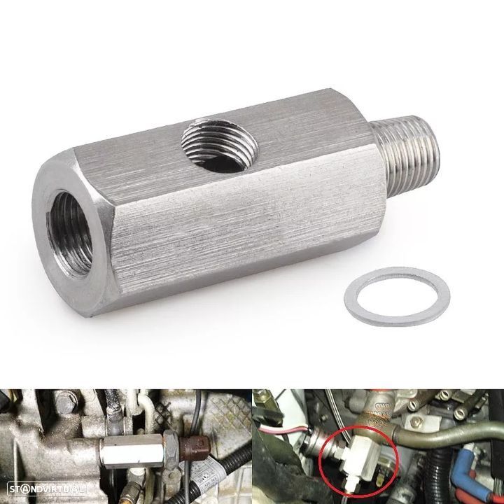 Adaptador Sensores de Pressão / Temperatura óleo 1/8 - Inox - 1
