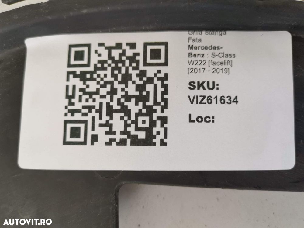 Grila Stanga Fata Mercedes-Benz  S-Class W222 [facelift] 2017 2018 201 - 8