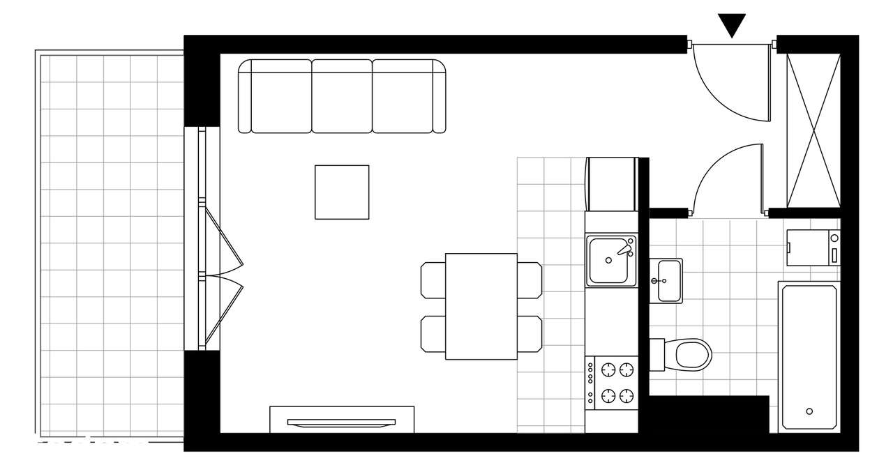 1-pokojowe mieszkanie 27m2 + balkon - Pełny obrazek: 4/24