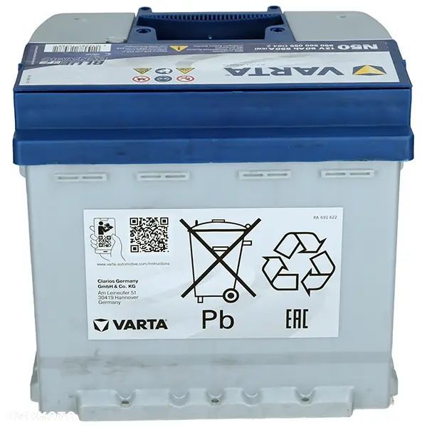 Akumulator Varta EFB N50 12V 50Ah 550A L1 StartStop P - 22kg - 8