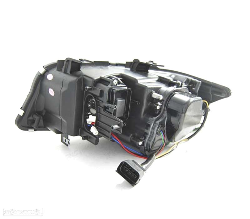 FARÓIS XENON BMW E90 E91 05-08 ANGEL EYES U LED 3D FUNDO PRETO - 4
