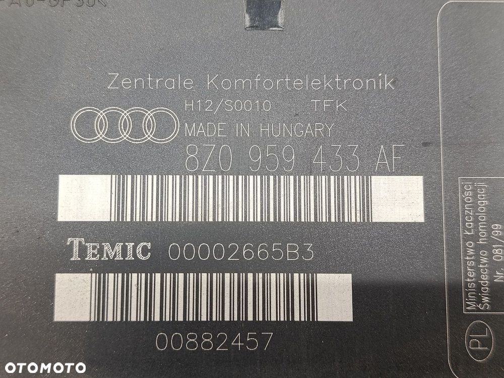 MODUŁ KOMFORTU AUDI A2 8Z 8Z0959433AF 00002665B3  TEMIC 1.4 TDI - 3