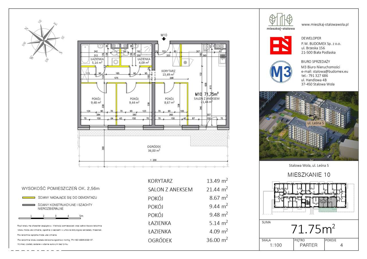 Mieszkaj - Stalowa | Jedyny taki metraż w bloku z ogródkiem 36 m²