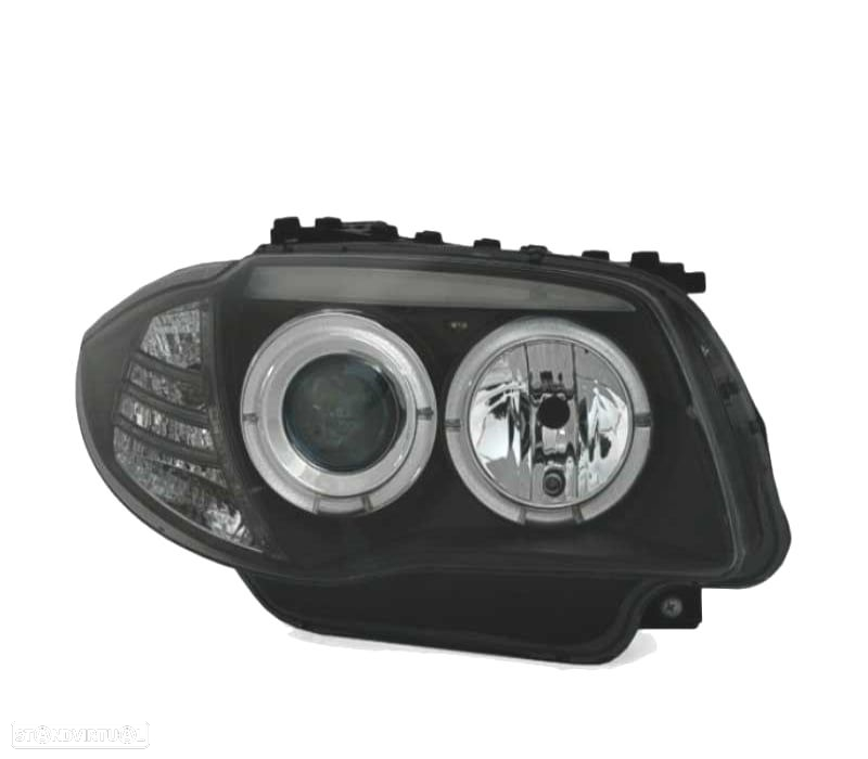 FARÓIS FRENTE ANGEL EYES BMW SERIE 1 E87 04-11 FUNDO PRETO - 3