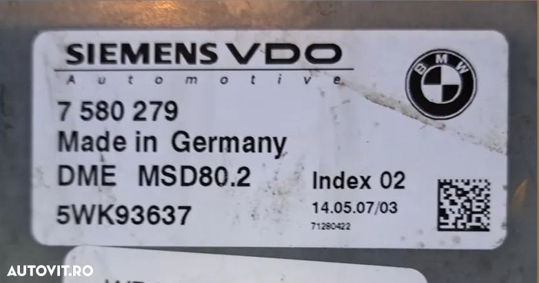 Ecu modul calculator motor Siemens benzina bmw seria 1 E81 E82 E87 E88 seria 3 E90 E91 E91 LCI E92 E92 LCI E93 E93 LCI 116i 118i 120i 316i 318i 320i N43 - 3