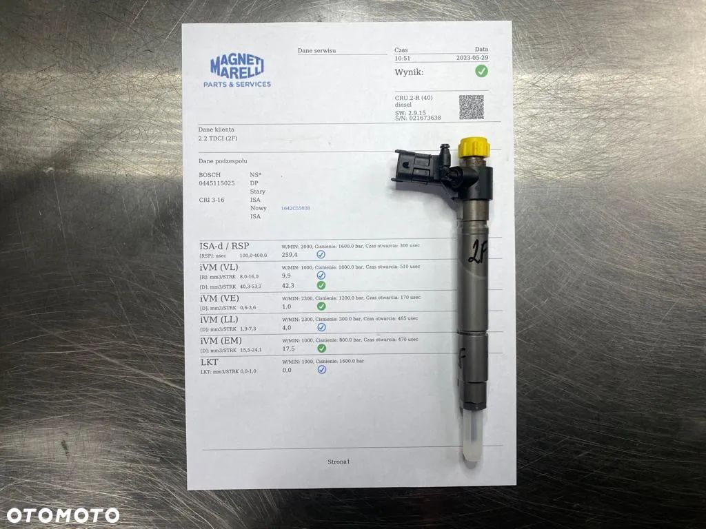 WTRYSKIWACZ TEST 2.2 TDCI 0445115025 WTRYSK IMA PEUGEOT CITROEN 407 C5 OUTLANDER II FORD GALAXY MK2 - 1