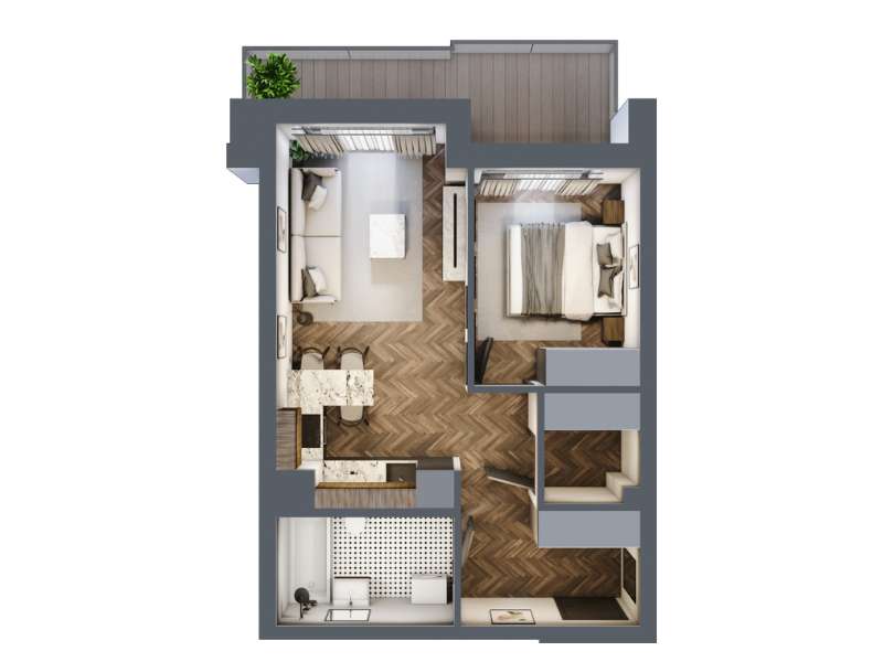 Mieszkanie, 41.11m², 2 pokoje, 2 piętro, B-KLM14-LM20, Nowe Horyzonty