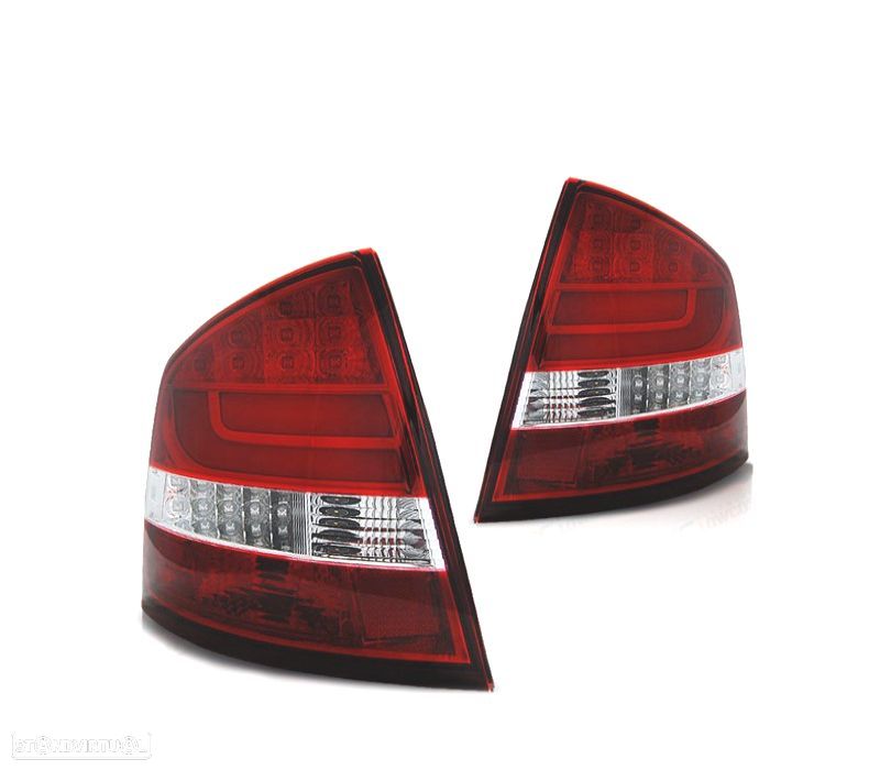 FAROLINS TRASEIROS PARA SKODA OCTAVIA 04-08 LIGHT BAR VERMELHO CROMADO - 1