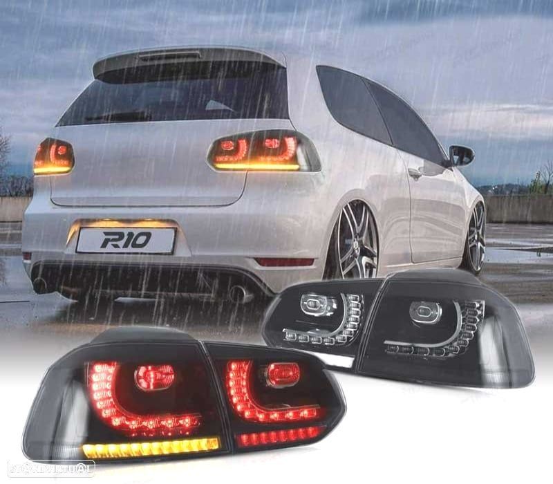 FAROLINS FULL LED VOLKSWAGEN VW GOLF 6 08-12 DINÂMICOS FUMADOS LOOK R20 - 1
