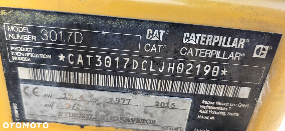 Caterpillar <<CAT 301.7D, 2015r, 2600MTG!, 1977kg, z Niemiec! 2 łyżki>> - 14