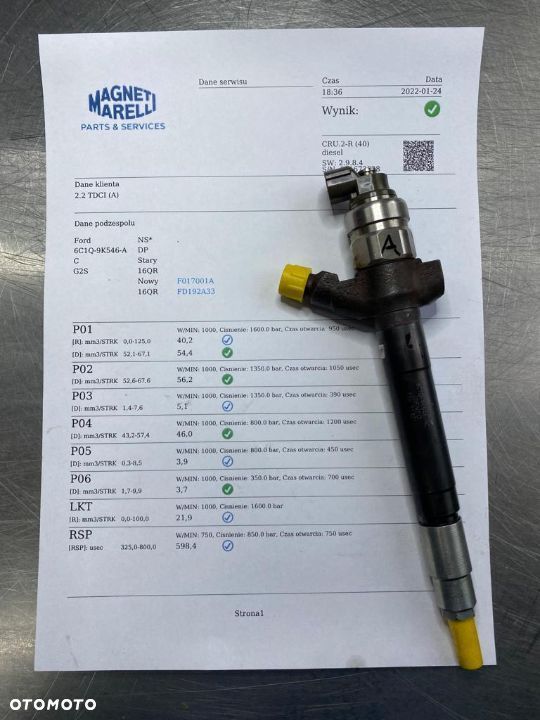 WTRYSKIWACZ TEST 2.2 TDCI HDI 6C1Q 9K546 AC REGENEROWANY WTRYSK WYDRUK IMA PEUGEOT JUMPER BOXER DUCATO TRANSIT - 3