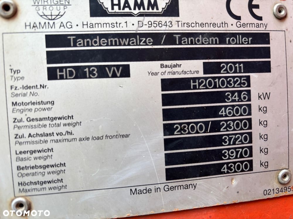 Hamm HAMM HD 13-VV  2011r WAGA 4,5T , STAL STAL, 2 x obcinarka !! - 14