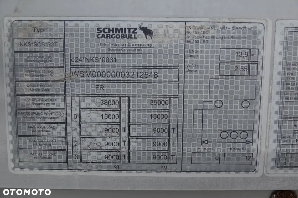 Schmitz Cargobull / FIRANKA / STANDARD / DWIE OSIE PODNOSZONE / - 30