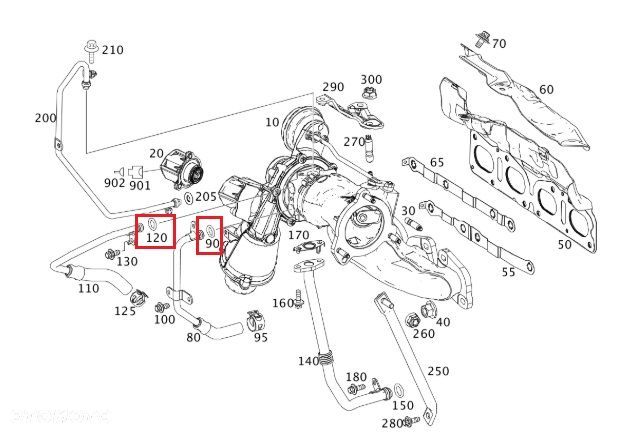 MERCEDES M260 M264 M270 M271 M274 Uszczelka przewodu turbosprezarki OE - 2
