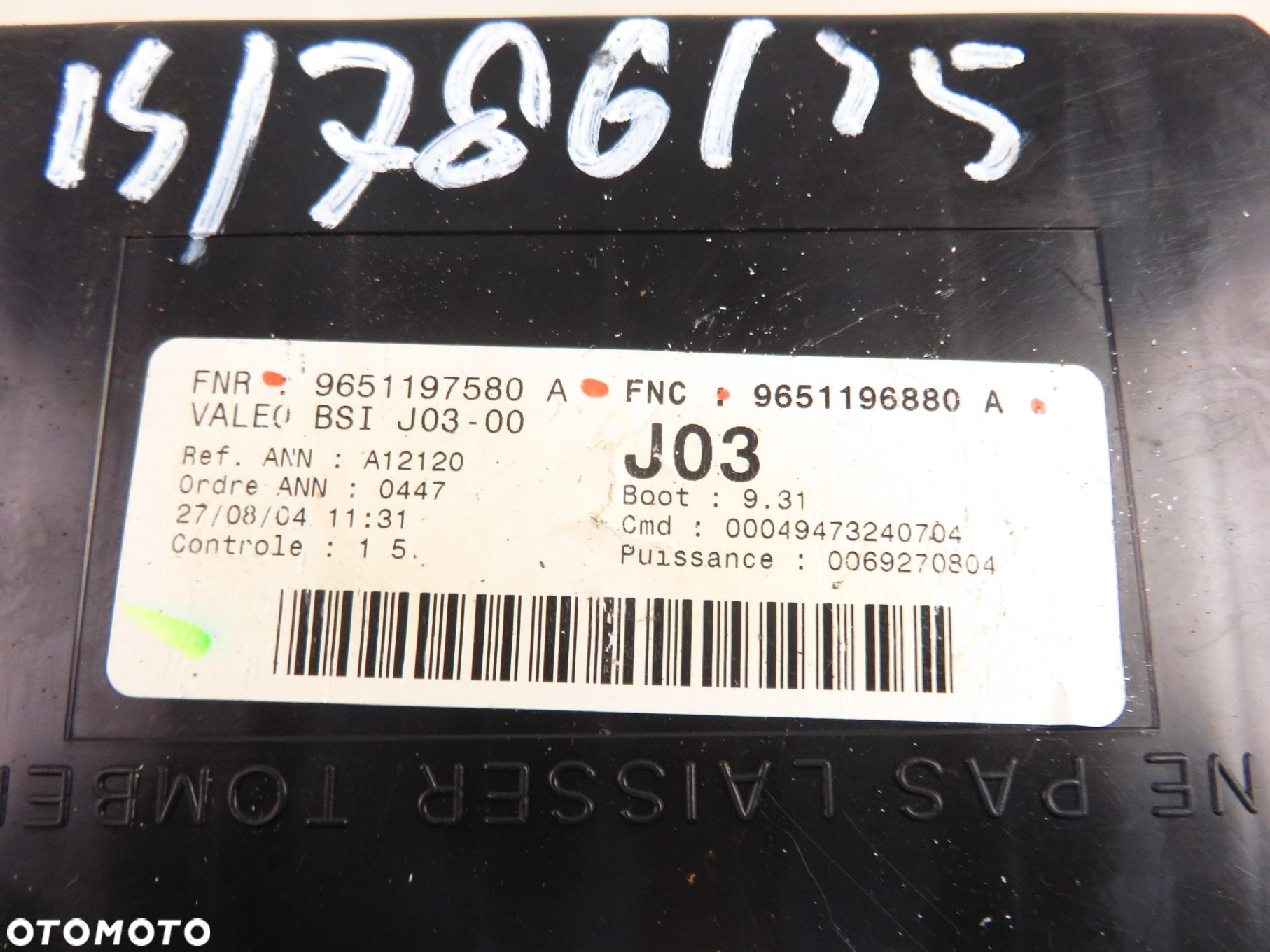 BSI PEUGEOT 307 SW 2.0 HDi 9651197580A 9651196880A - 8