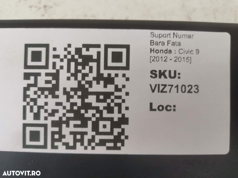 Suport Numar Bara Fata Honda  Civic 9 2012 2013 2014 2015 Original In - 4
