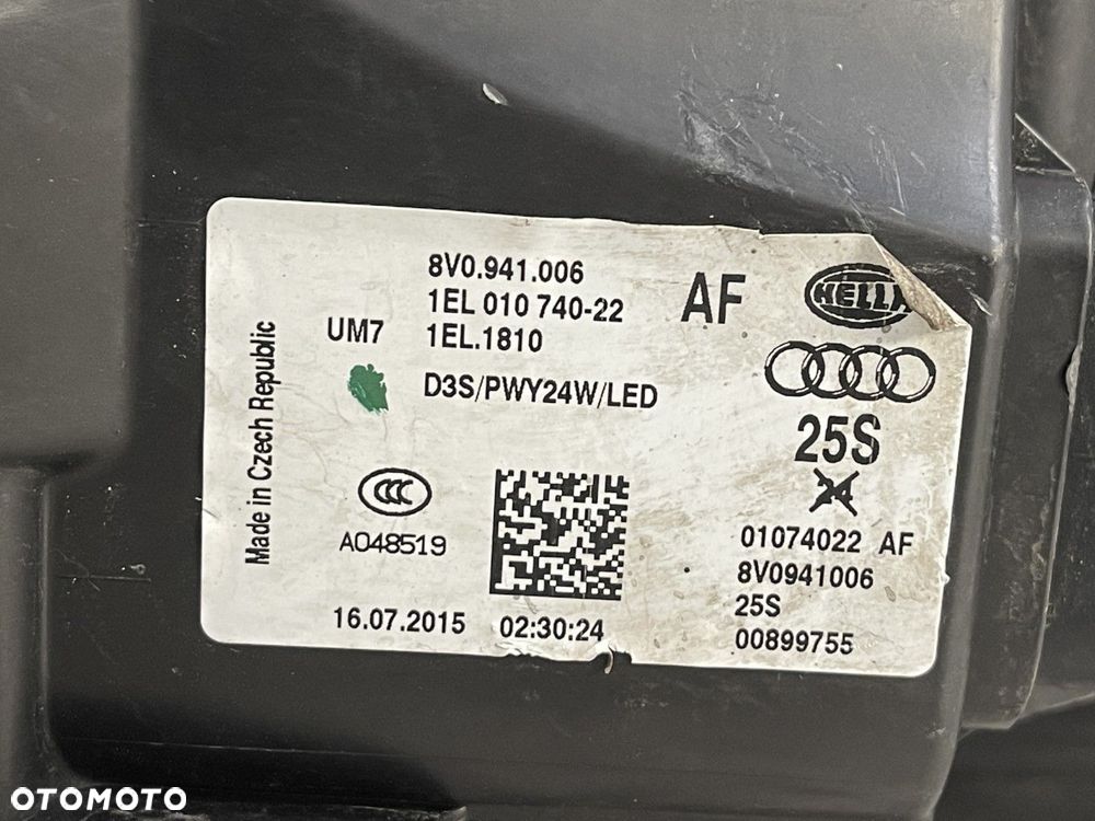AUDI A3 8V 8V0 12-16 LAMPA PRAWA XENON NIESKRĘTNA PRZEDNIA PRZÓD EUROPA 8V0941006AF - 8