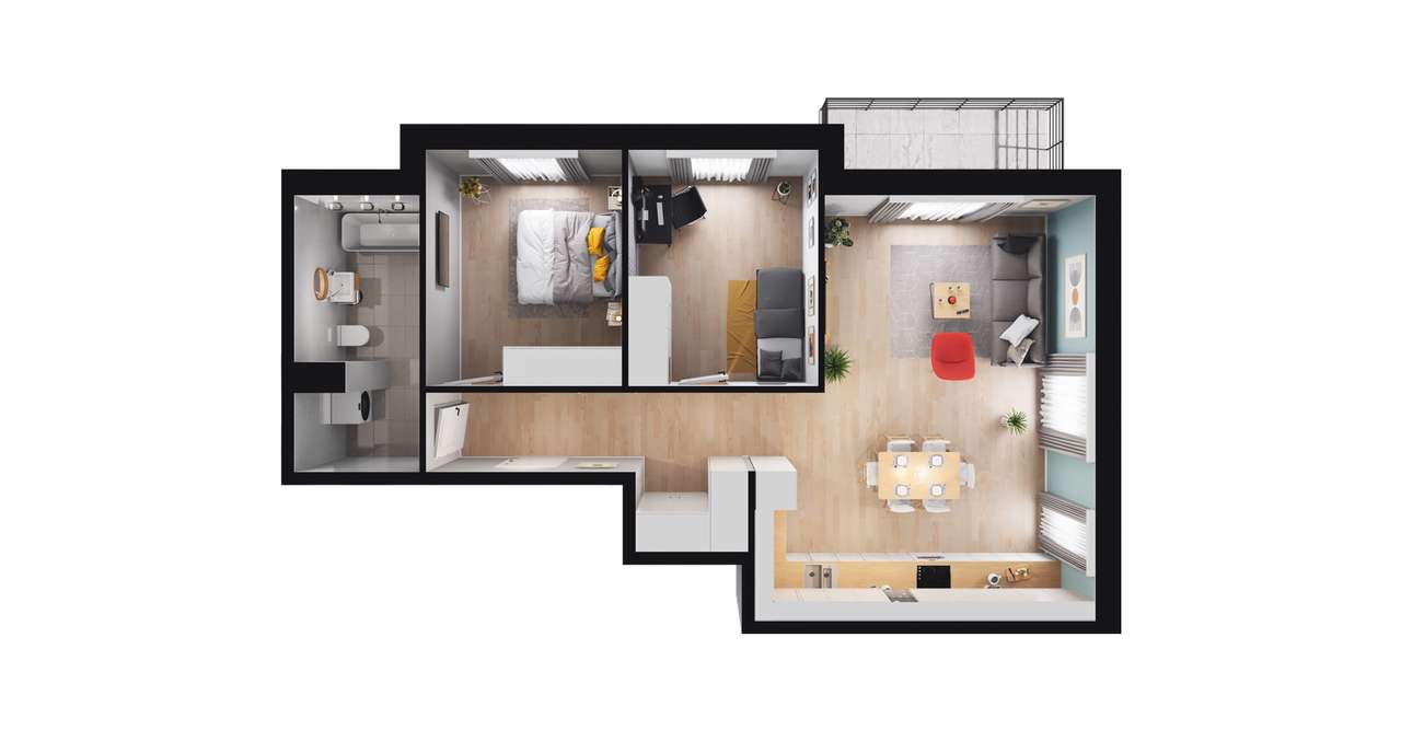 3-pokojowe mieszkanie 67m2 + balkon - Pełny obrazek: 3/15