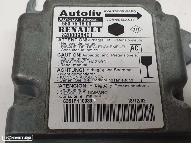 Centralina / Modulo Airbags Renault Kangoo (Kc0/1_) - 2