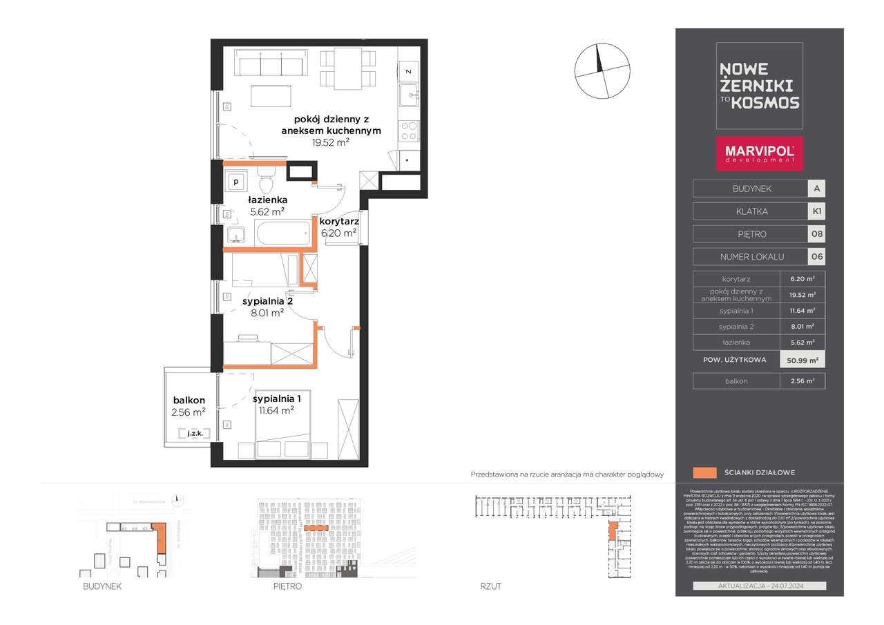 3-pokojowe mieszkanie 50m2 + balkon Bezpośrednio - Pełny obrazek: 2/13