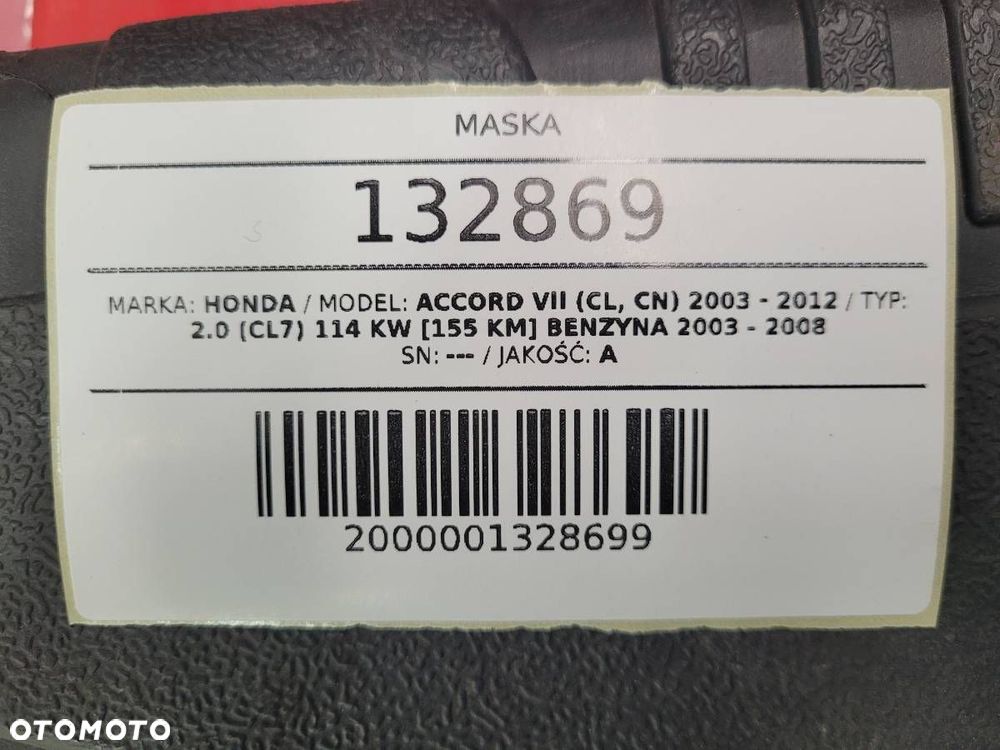 MASKA POKRYWA SILNIKA HONDA ACCORD VII NH623M - 10