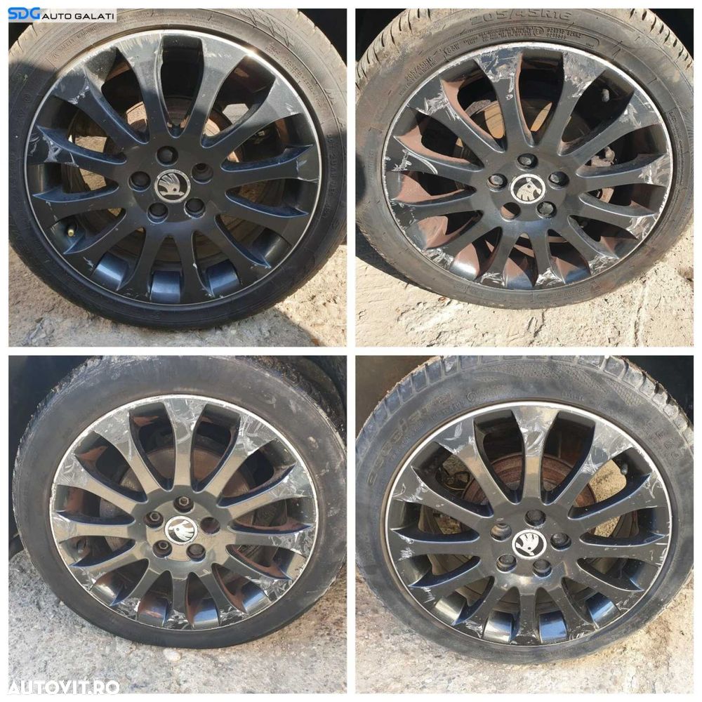 Set 4 Jante Aliaj 5x112 205 45 16 R16 cu Anvelope Vara Dot 2022 Skoda Octavia 2 2004 - 2013 [1563] - 1
