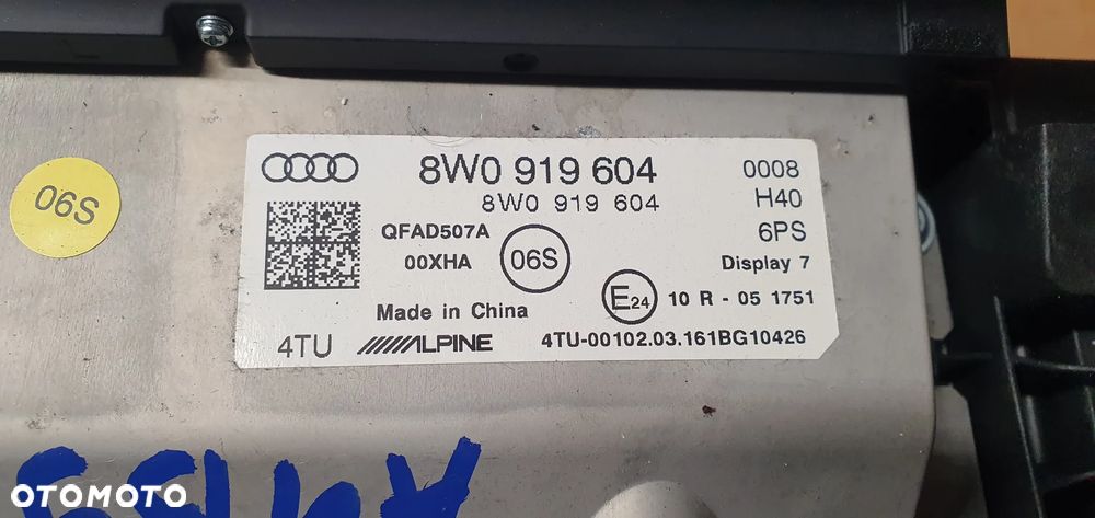 Wyświetlacz monitor radia NAVI nawigacji MMI Audi A4 B9 8W0919604 - 8
