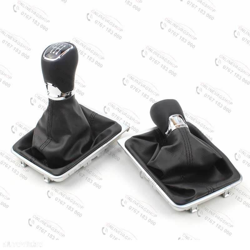 Nuca schimbator piele 4x4 Passat B6,CC,3C,B7 in 5 sau 6 viteze cu manson - 8