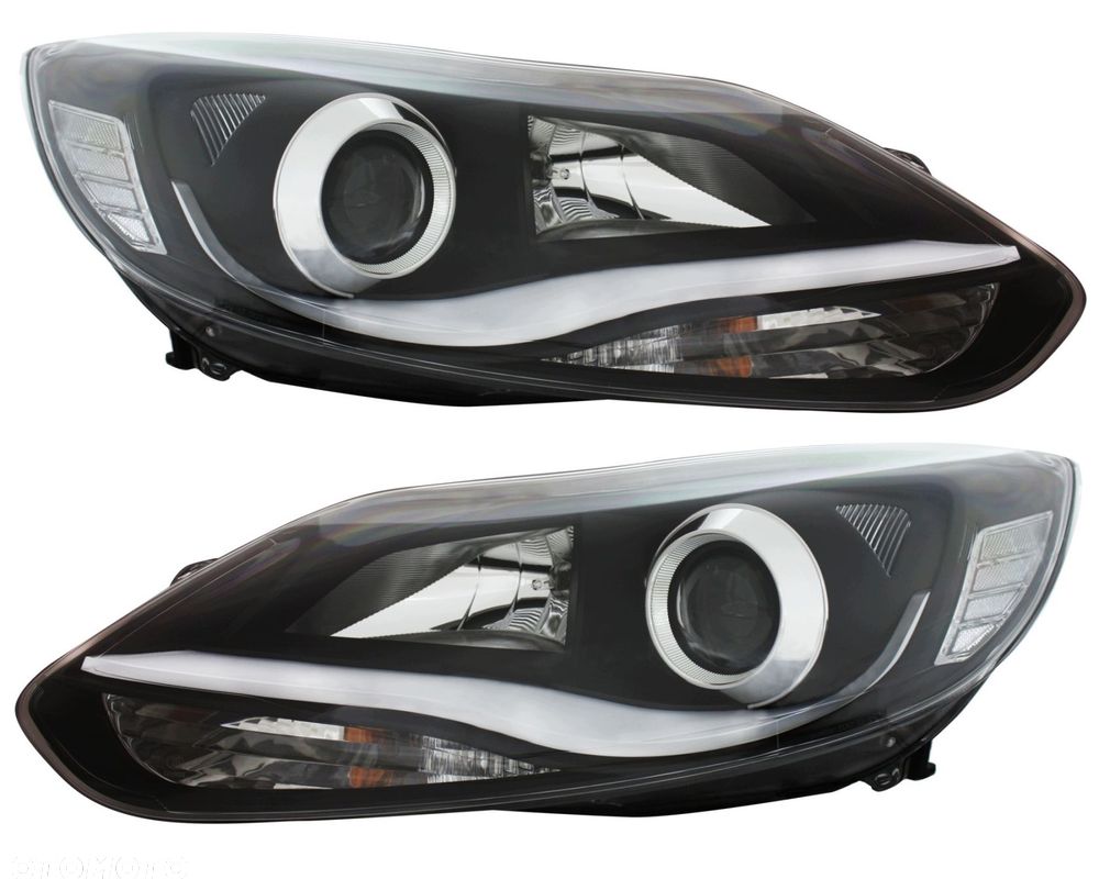 Reflektory Lampy kpl pasek Neon LED Tuning Black Ford Focus III 3 mk3 10-14 - 2