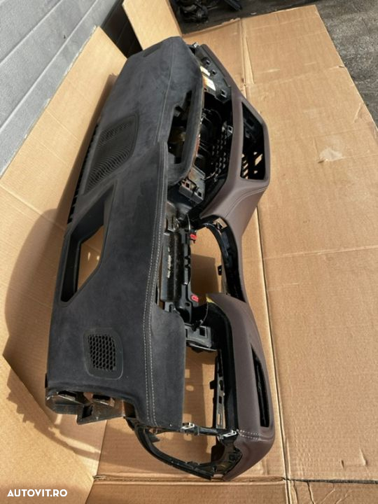 planșă bord recondiționată ( alacantara ) cu airbag pasager pentru bmw Seria 7 g11 g12 cu baza maro ( coniac ) 730d 2015 -2019 volan pe Stanga - 3