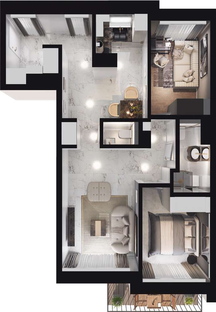 3-pokojowe mieszkanie 60m2 + balkon Bezpośrednio - Pełny obrazek: 4/16