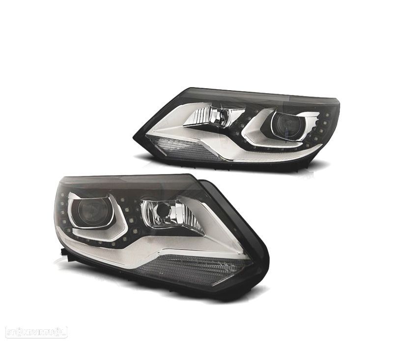 FAROIS FRONTAIS PARA VOLKSWAGEN VW TIGUAN 11-16 LUZ DIURNA FUNDO PRETO - 1